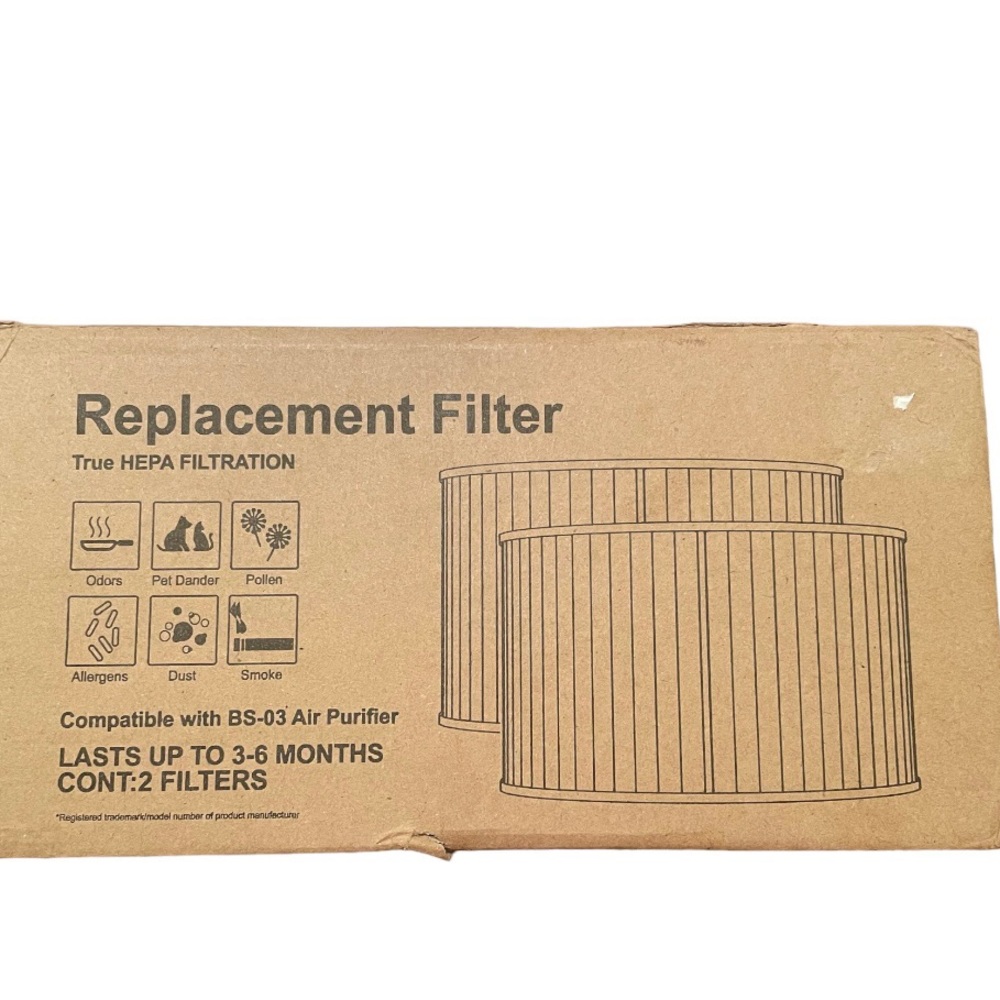 2 Replacement Air Filters True HEPA Filtration Compatible w/ BS-03 Air Purifier